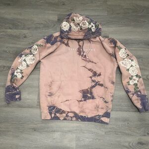 Civil Regime Tie-Dye Hoodie with Floral Embroidered Design- small